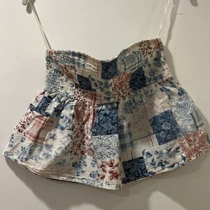 Patchwork strapless babydoll top